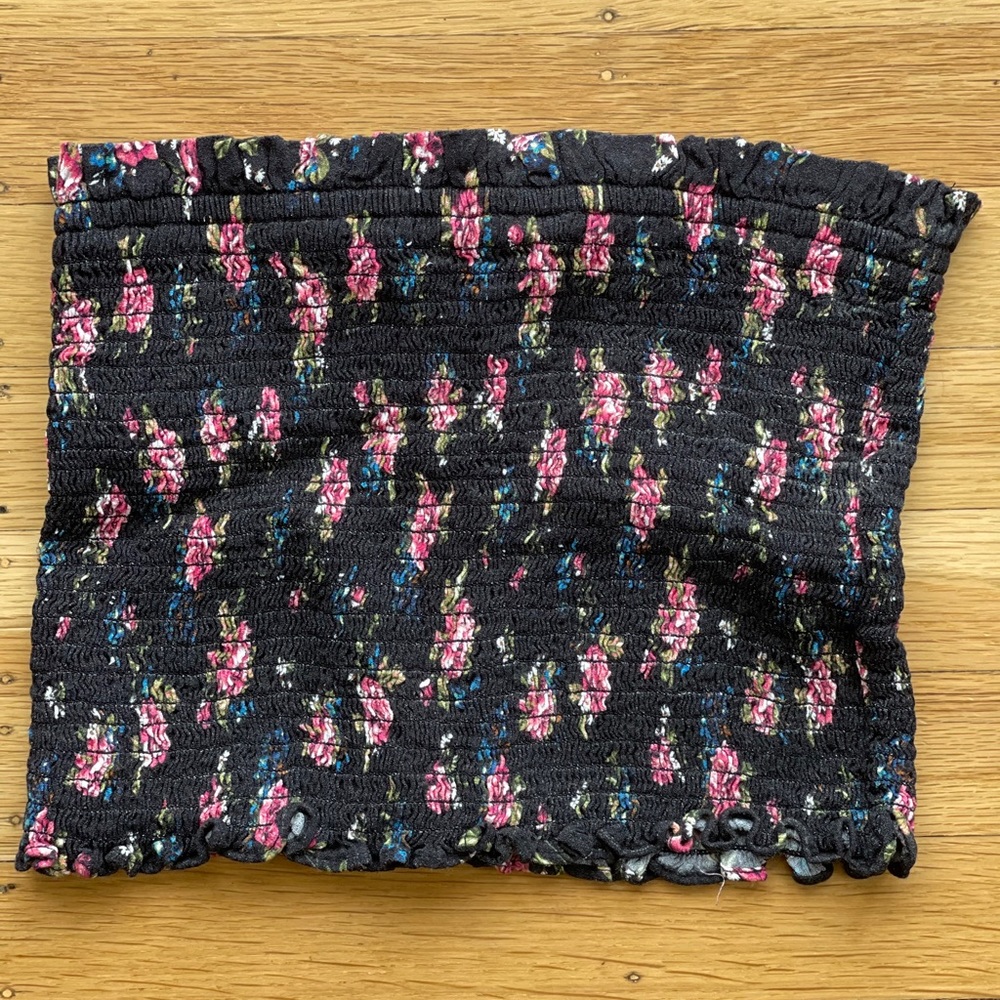 AFRM | Ellie Smocked Floral Cropped Tube Top | XS